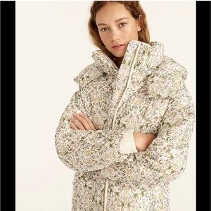 J Crew Liberty Print Puffer Jacket Sz L MSRP $348